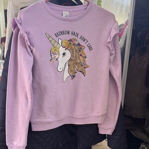 Sequin Unicorn Girls Lucky sweatshirt sz XL or 14 16